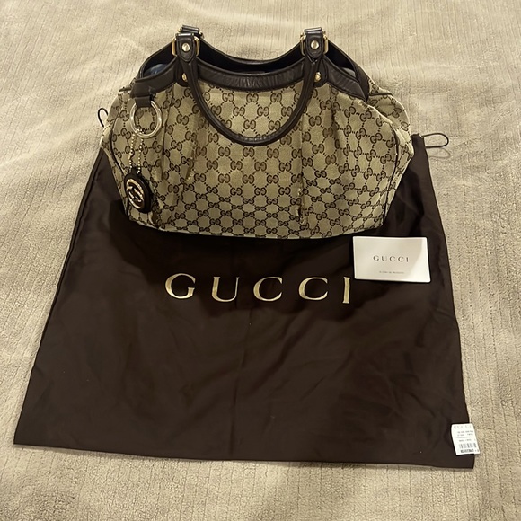 Gucci medium Sukey canvas leather tote bag authentic neutral brown tan - Picture 3 of 16